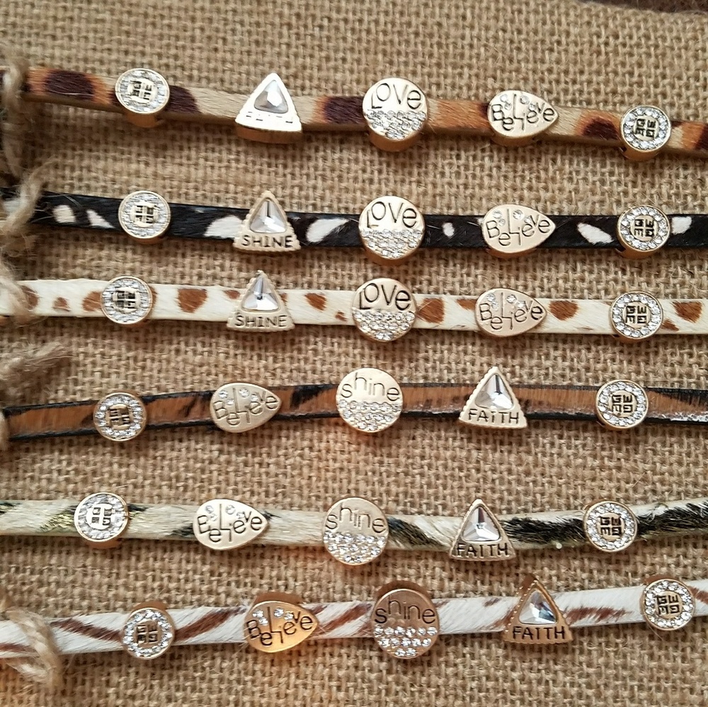 New: Gold ShineFaith Love Believe cowhide bracelet